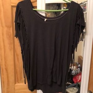 Free people grey fringe T-shirt size S